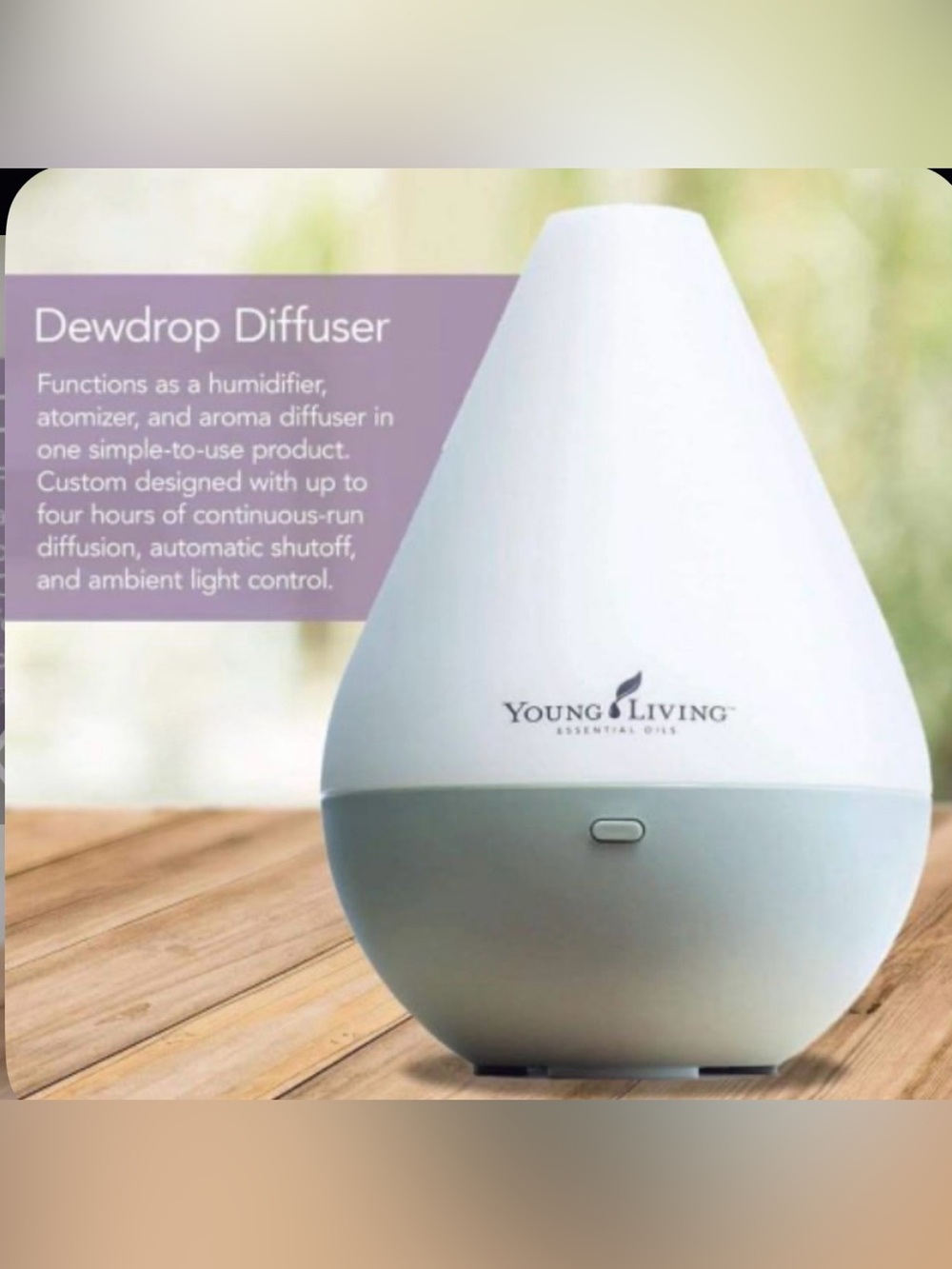 Young Living Dewdrop Diffuser - White and Light Gray Aroma Diffuser New in Box